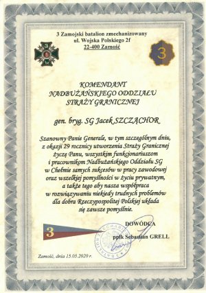 Życzenia z okzazji Święta Straży Granicznej 2020r.