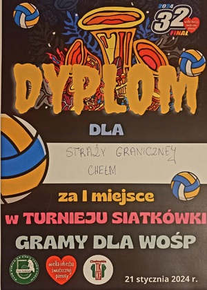 Dyplom dla zwycięzcy turnieju funkcjonariuszy NOSG